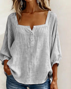 Phoebe | Women's Square Neck Blouse, Relaxed Tailored Top | The Shrader Sisters