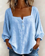 Phoebe | Women's Square Neck Blouse, Relaxed Tailored Top | The Shrader Sisters