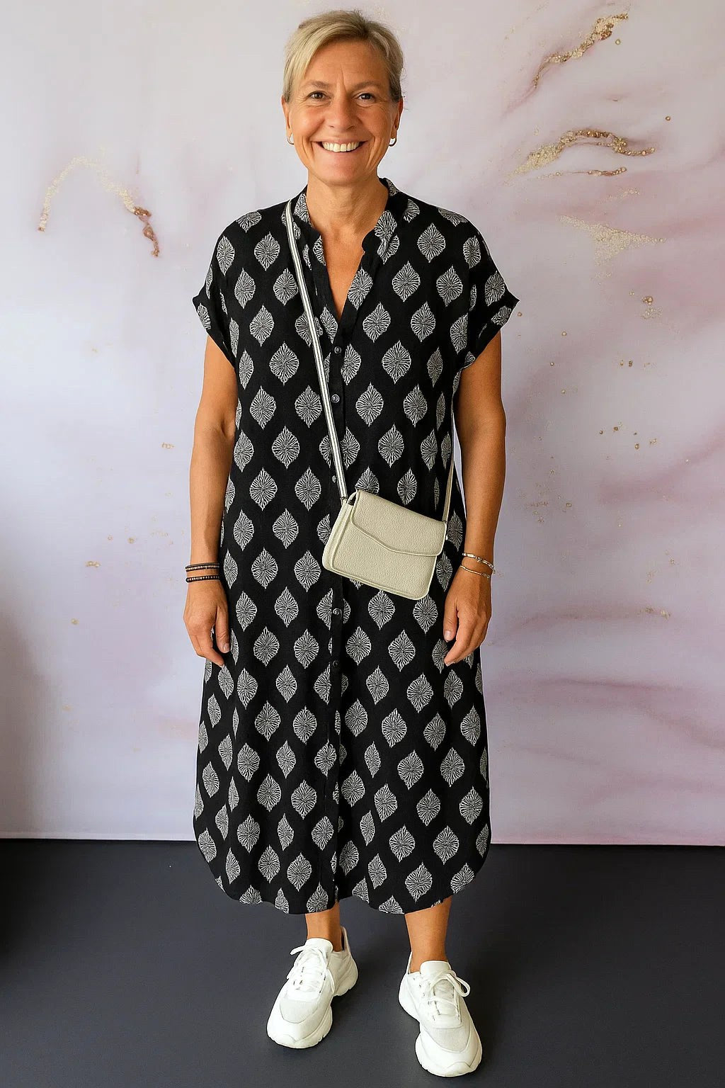 Phoebe | Women's V-Neck Printed Shirt Dress - image 6