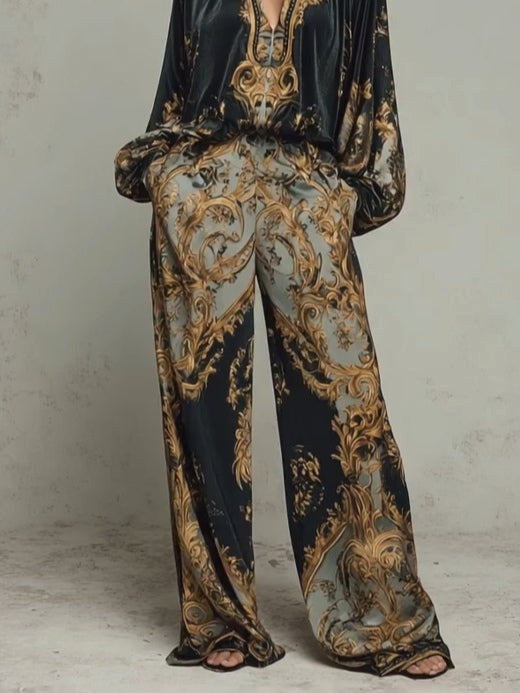 Piper | Women's Baroque Two-Piece Set, Wide-Leg Trousers and Blouse | The Shrader Sisters