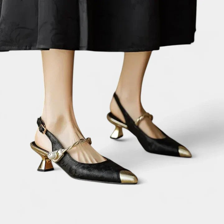 Piper | Women's Block Heel Pumps with Pearl Strap - image 4