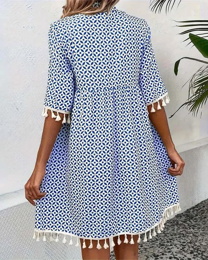 Piper | Women's Boho Geometric Print Mini Tunic Dress - image 5