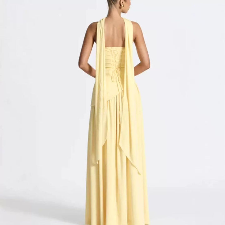 Piper | Women's Strapless Maxi Dress with High Slit, Pleated Formal Dress | The Shrader Sisters | Pink