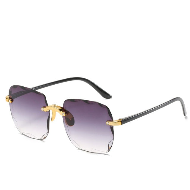 Sunglasses, wavy frameless lenses, polycarbonate, brown/gray, Women