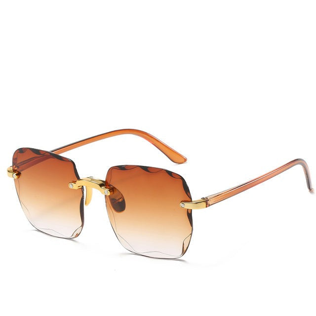 Sunglasses, wavy frameless lenses, polycarbonate, brown/gray, Women