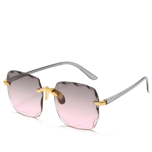 Sunglasses, wavy frameless lenses, polycarbonate, brown/gray, Women