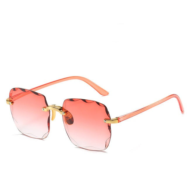 Sunglasses, wavy frameless lenses, polycarbonate, brown/gray, Women