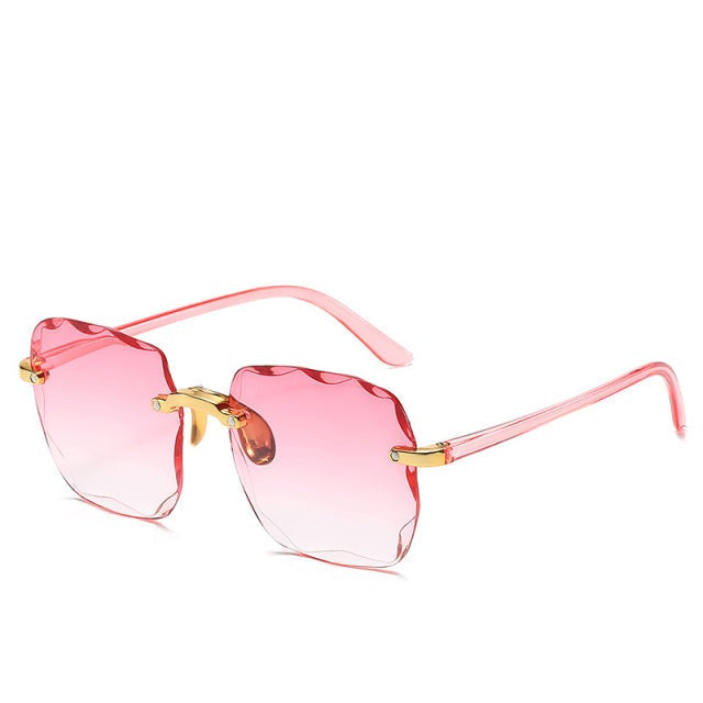 Sunglasses, wavy frameless lenses, polycarbonate, brown/gray, Women