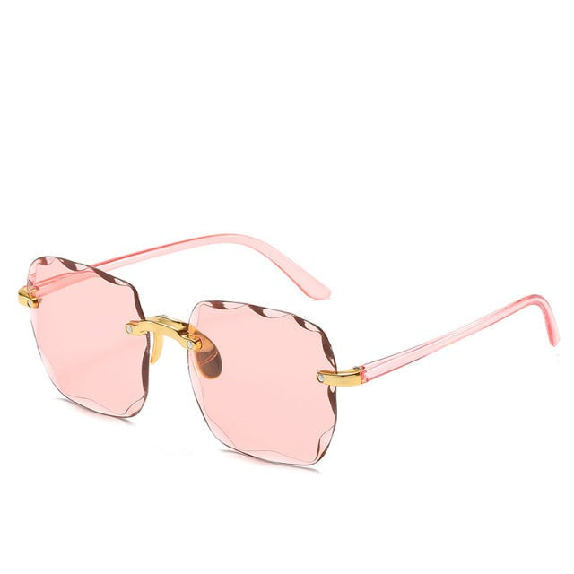 Sunglasses, wavy frameless lenses, polycarbonate, brown/gray, Women