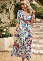 Rachel | Women's Elegant Floral Midi Dress, Flowy Summer Occasionwear for Holidays and Special Events, Flowy Summer Occasionwear for Holidays and Special Events - image 14