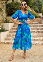 Rachel | Women's Elegant Floral Midi Dress, Flowy Summer Occasionwear for Holidays and Special Events, Flowy Summer Occasionwear for Holidays and Special Events - image 15