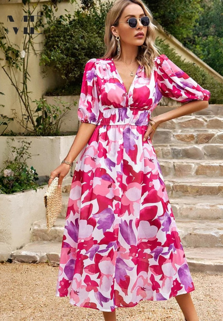 Rachel | Women's Elegant Floral Midi Dress - image 17