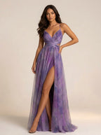 Renee | Women's Watercolour Print Maxi Dress, V-Neck Occasion Dress | The Shrader Sisters