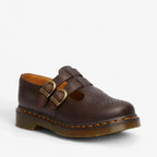 Rhianna | Women's Double Buckle Leather Mary Jane Flats, Perforated Heart Detail Flats | The Shrader Sisters