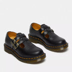 Rhianna | Women's Double Buckle Leather Mary Jane Flats, Perforated Heart Detail Flats | The Shrader Sisters