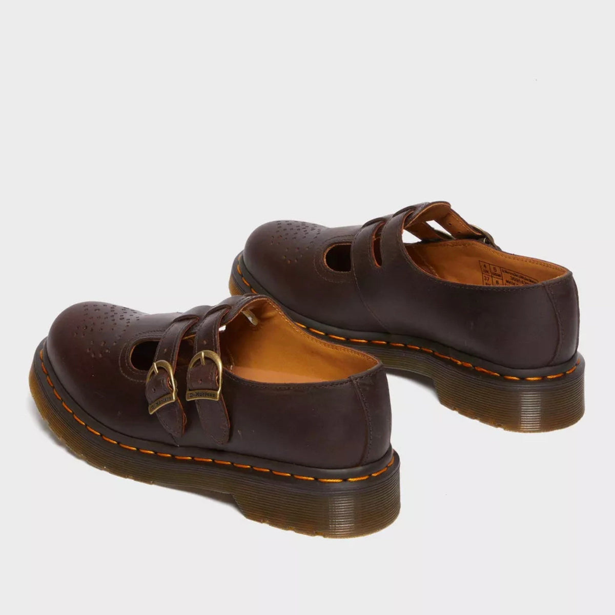 Rhianna | Women's Double Buckle Leather Mary Jane Flats, Perforated Heart Detail Flats | The Shrader Sisters