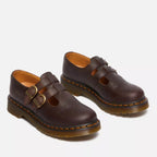 Rhianna | Women's Double Buckle Leather Mary Jane Flats, Perforated Heart Detail Flats | The Shrader Sisters