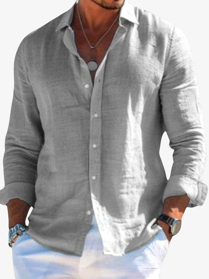 Rhys | Men's Linen Button Shirt, Lightweight Casual Shirt | The Shrader Sisters | Grey