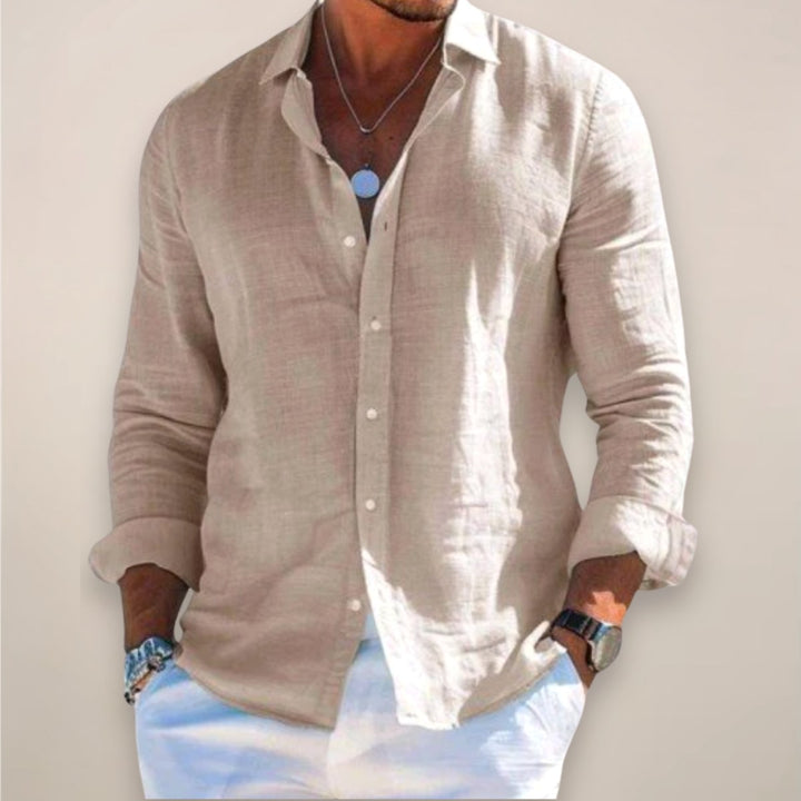 Rhys | Men's Linen Button Shirt, Lightweight Casual Shirt | The Shrader Sisters | Light Green