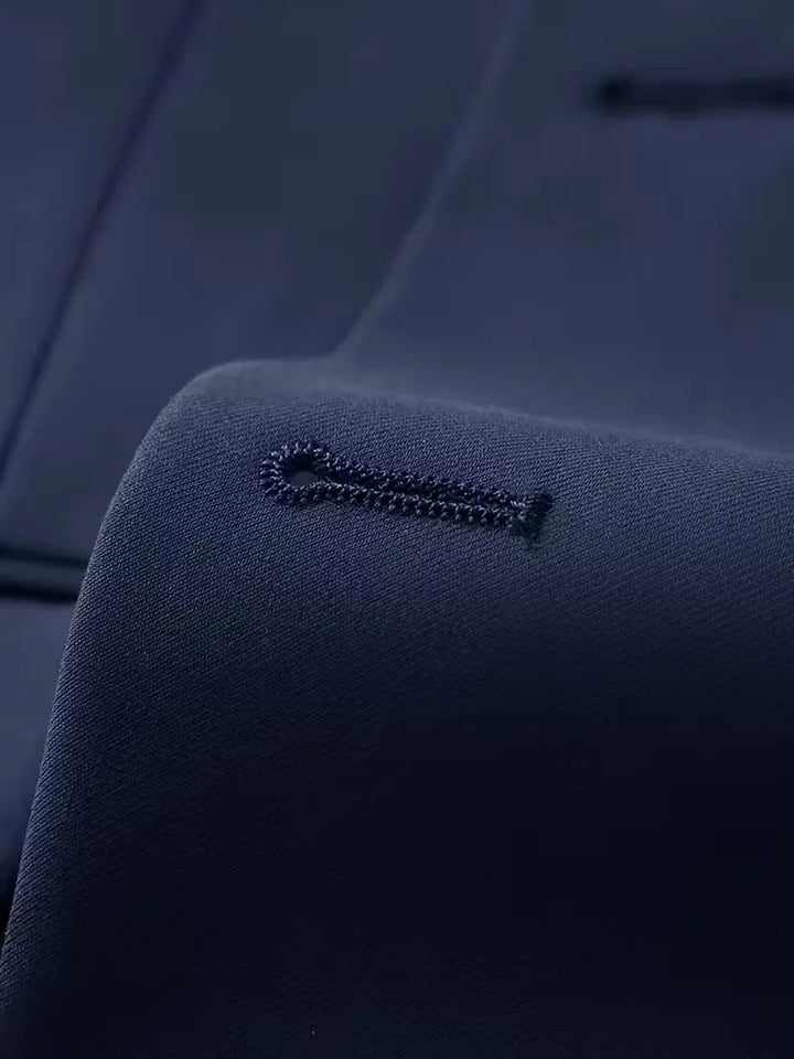 Riley | Men's Slim Fit Three-Piece Suit with Double-Breasted Waistcoat, Tailored Formal Suit | The Shrader Sisters