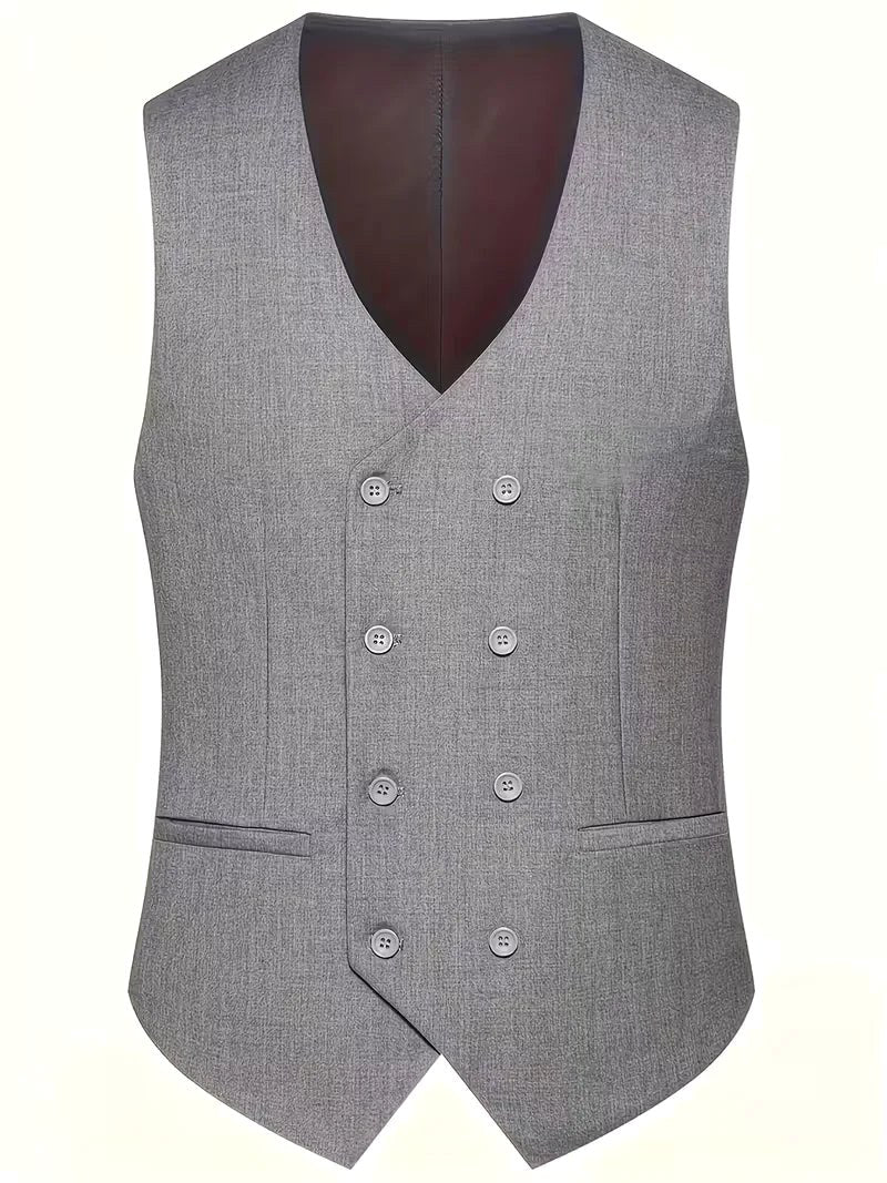 Riley | Men's Slim Fit Three-Piece Suit with Double-Breasted Waistcoat, Tailored Formal Suit | The Shrader Sisters