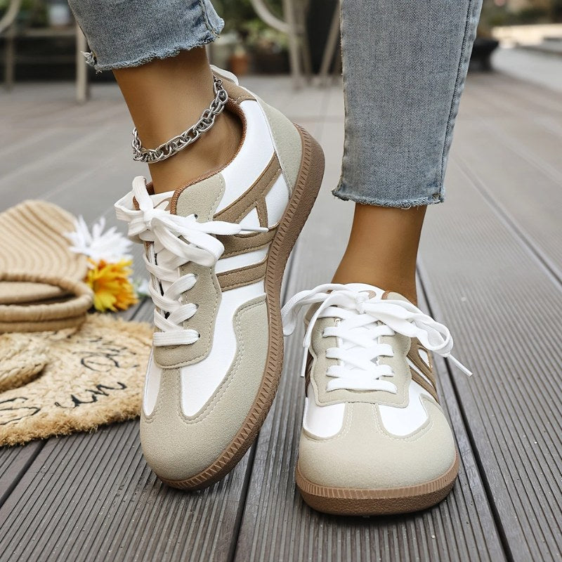 Riley | Women's Orthopedic Comfort Sneakers - Khaki & White