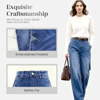 Riley | Women's Retro High-Rise Wide-Leg Jeans, Comfortable Summer Trousers for Travel and Everyday Wear, Comfortable Summer Trousers for Travel and Everyday Wear - image 10