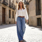 Riley | Women's Retro High-Rise Wide-Leg Jeans, Comfortable Summer Trousers for Travel and Everyday Wear, Comfortable Summer Trousers for Travel and Everyday Wear - image 5