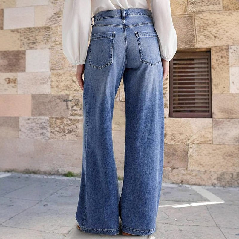 Riley | Women's Retro High-Rise Wide-Leg Jeans, Comfortable Summer Trousers for Travel and Everyday Wear, Comfortable Summer Trousers for Travel and Everyday Wear - image 6