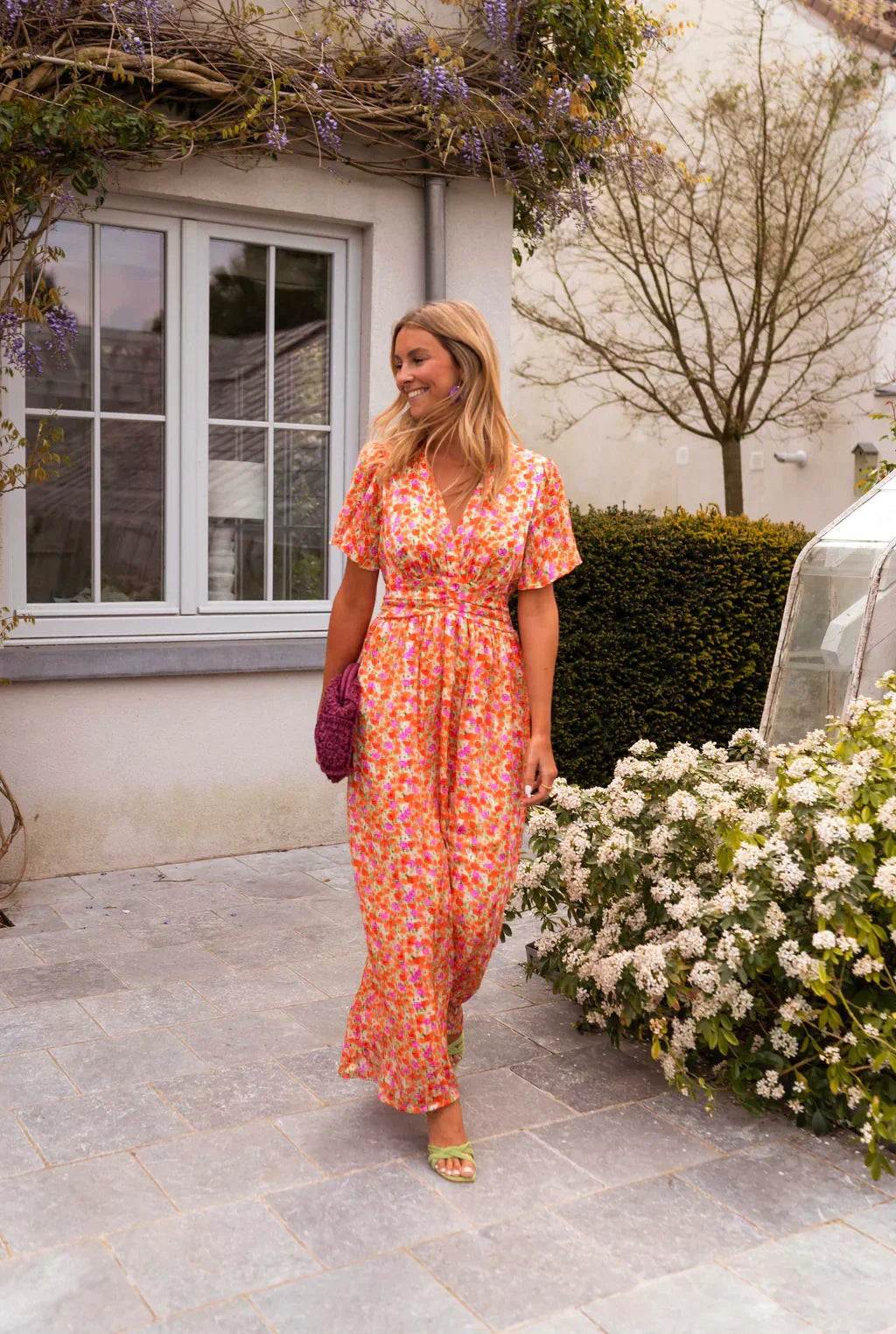 Roselyn | Women's Short Sleeve Floral Maxi Dress - Black