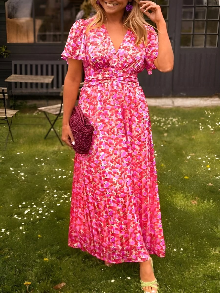 Roselyn | Women's Short Sleeve Floral Maxi Dress - image 8