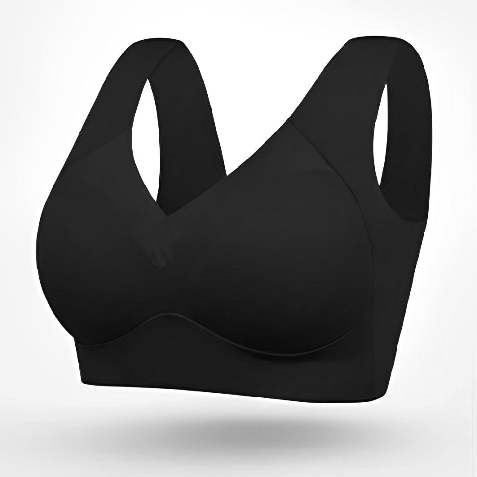 Roxanne | Women's Seamless Bra with Adjustable Straps, Wire-Free Support Bra | The Shrader Sisters | Black
