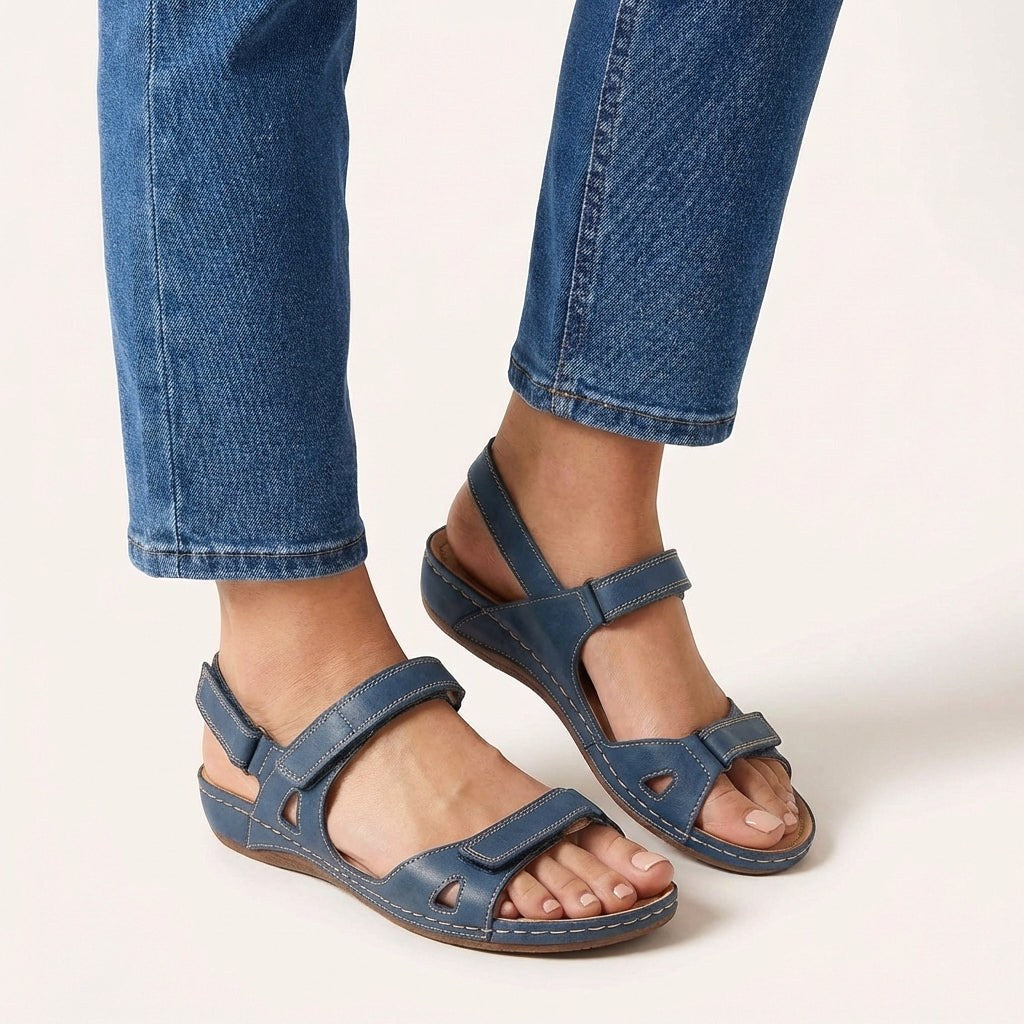Ruby | Women's Adjustable Strap Comfort Sandals - Blue