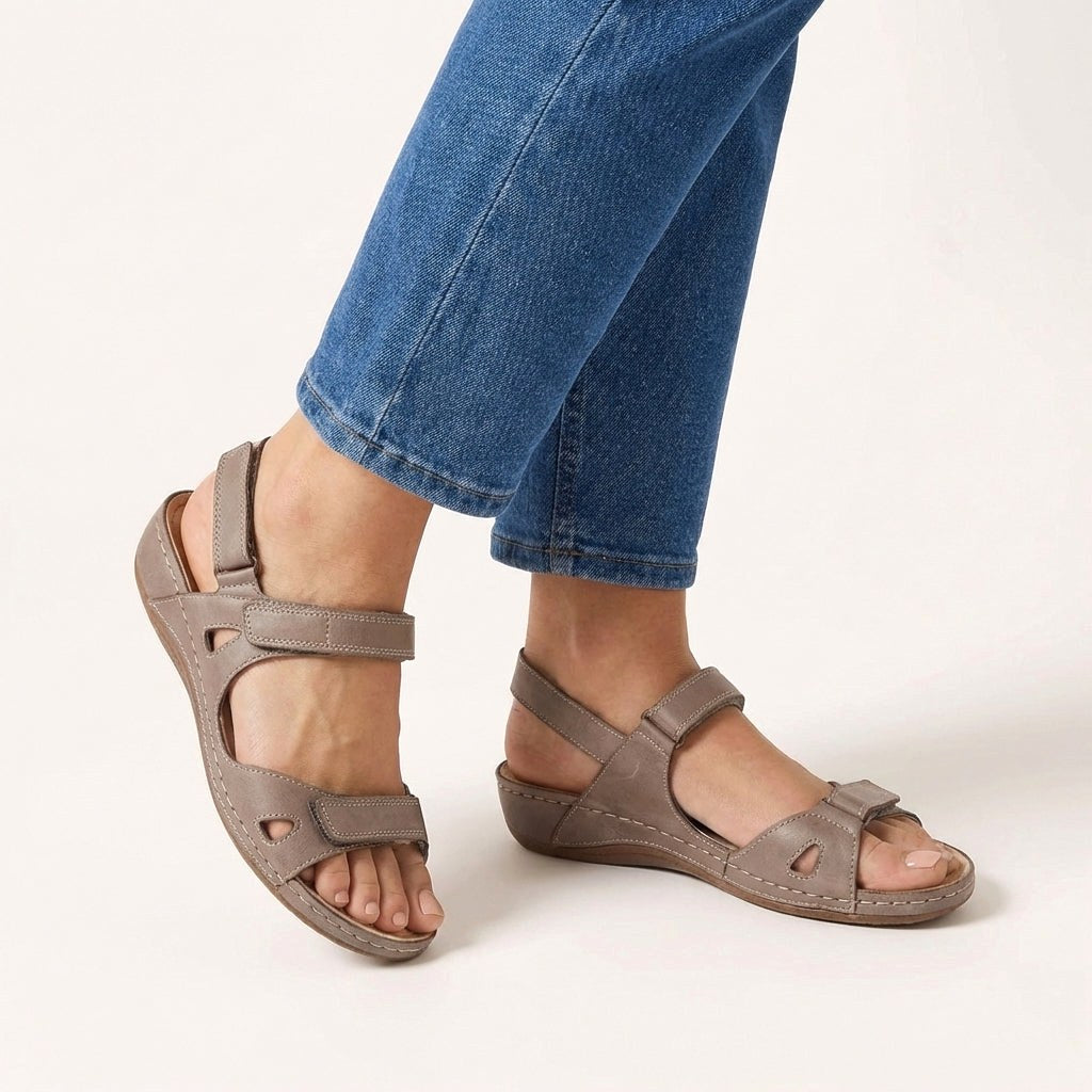 Ruby | Women's Adjustable Strap Comfort Sandals - Gray