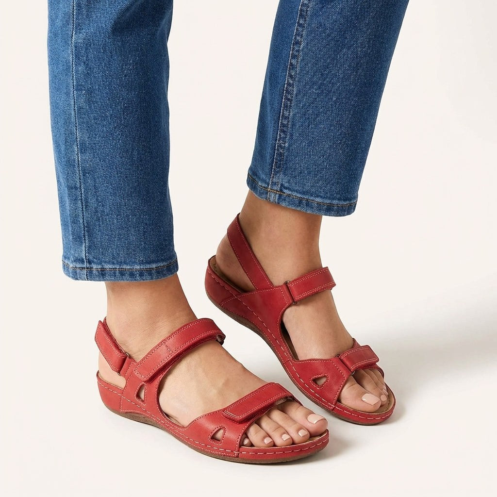Ruby | Women's Adjustable Strap Comfort Sandals - Red