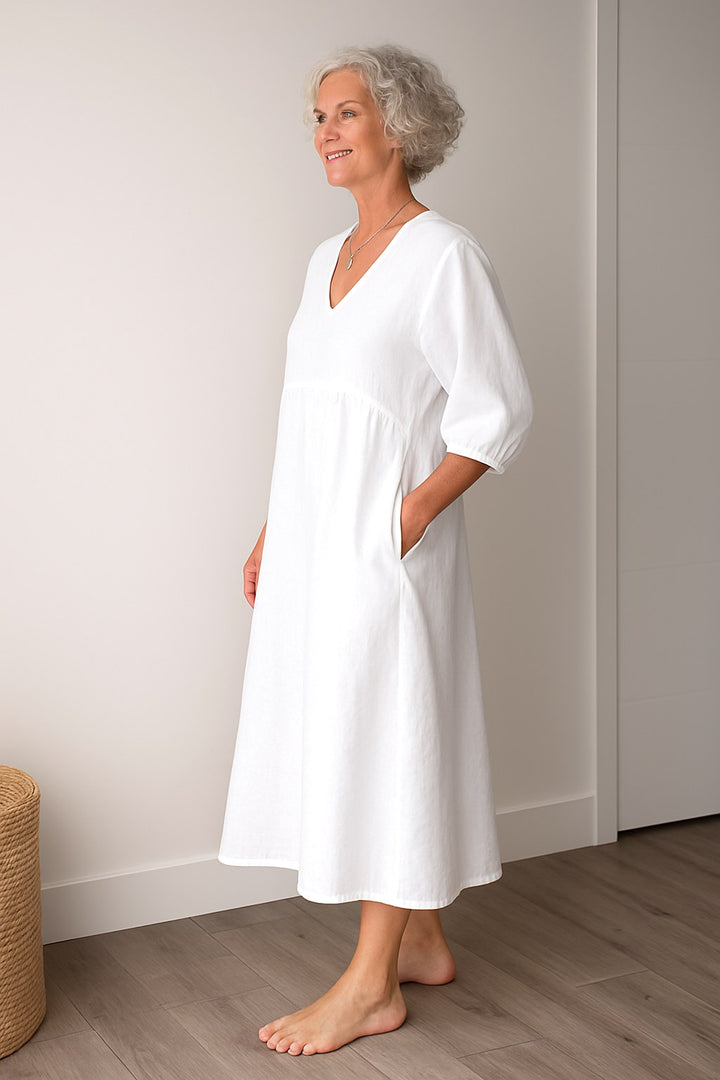 Ruby | Women's Timeless Draped Comfort Dress - Blue