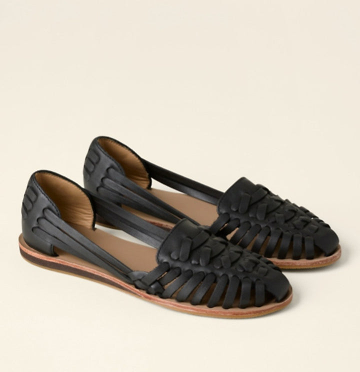 Rylie | Women's Flat Woven Slip-On Sandals, Closed-Toe Summer Sandals | The Shrader Sisters | Black