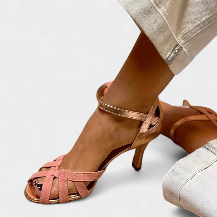 Saffron | Women's Orthopaedic Heeled Court Shoes, Block Heel Smart Shoes | The Shrader Sisters