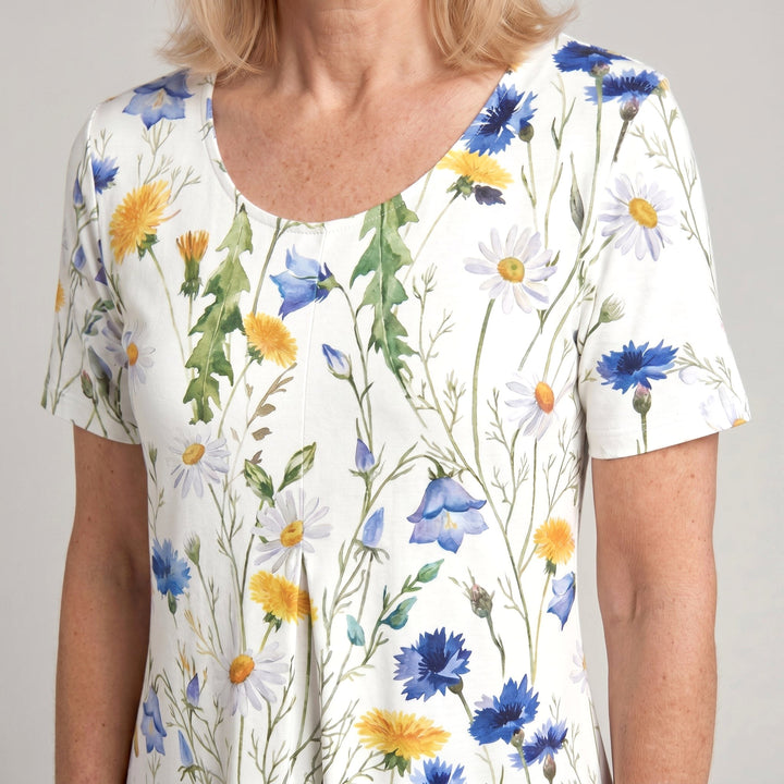 Savannah | Women's Casual Floral Midi Dress - Dark Blue