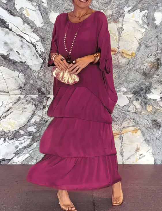 Savannah | Women's Elegant Fluid Maxi Dress - Navy Blue