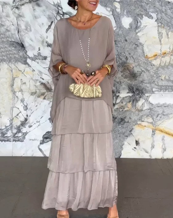 Savannah | Women's Elegant Fluid Maxi Dress - Faded Green