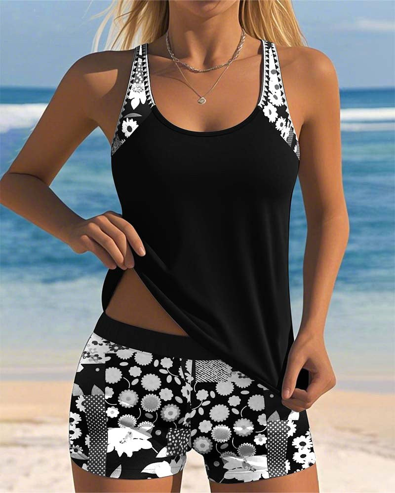 Savannah | Women's Floral Two-Piece Swimsuit - Blue