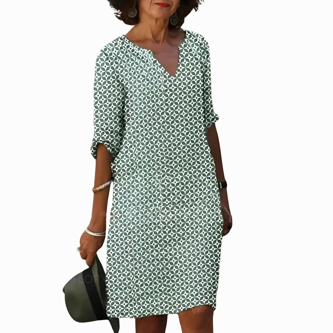 Savannah | Women's Lightweight V-Neck Summer Dress - Green