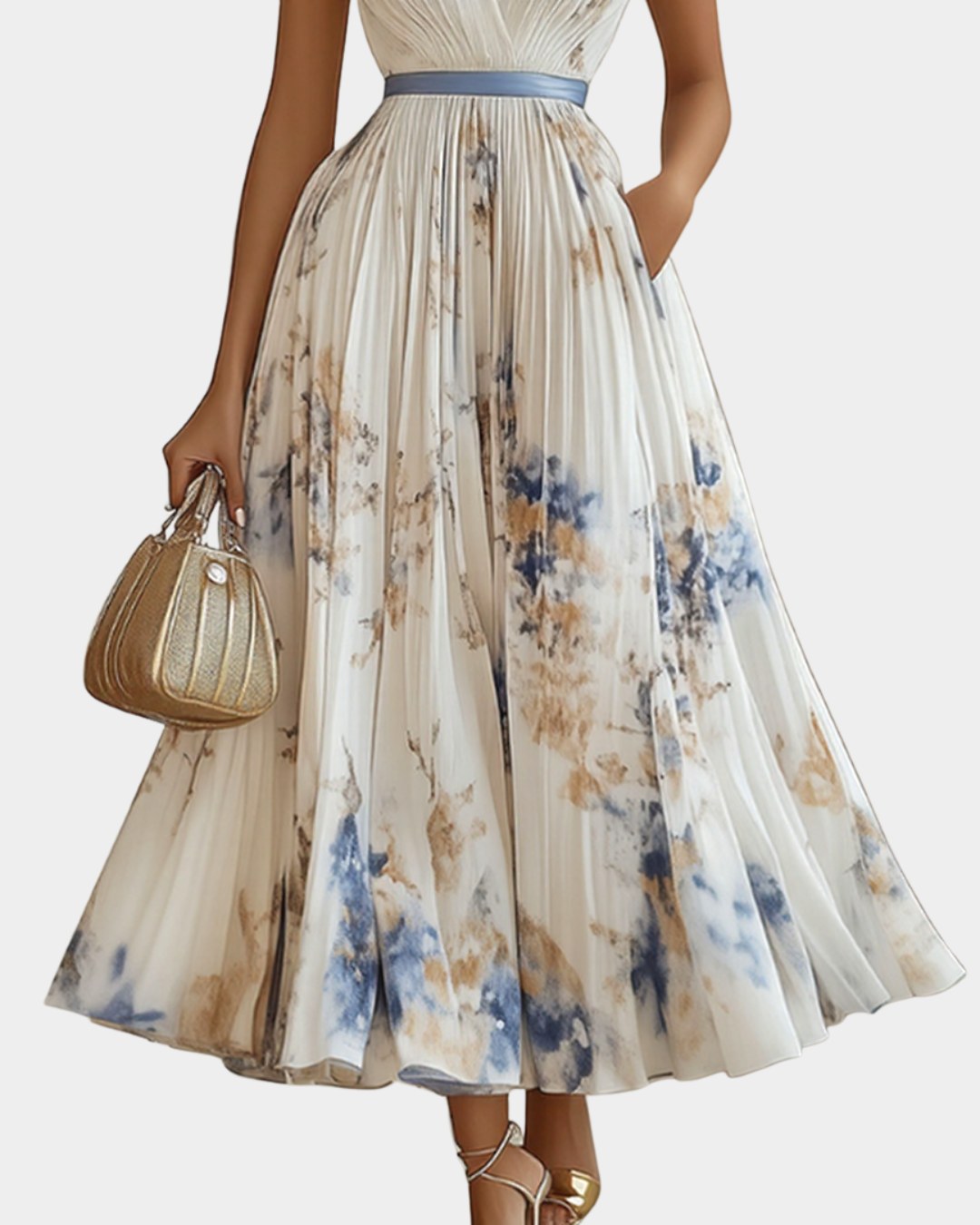 Savannah | Women's Pleated V-Neck Maxi Dress - image 5