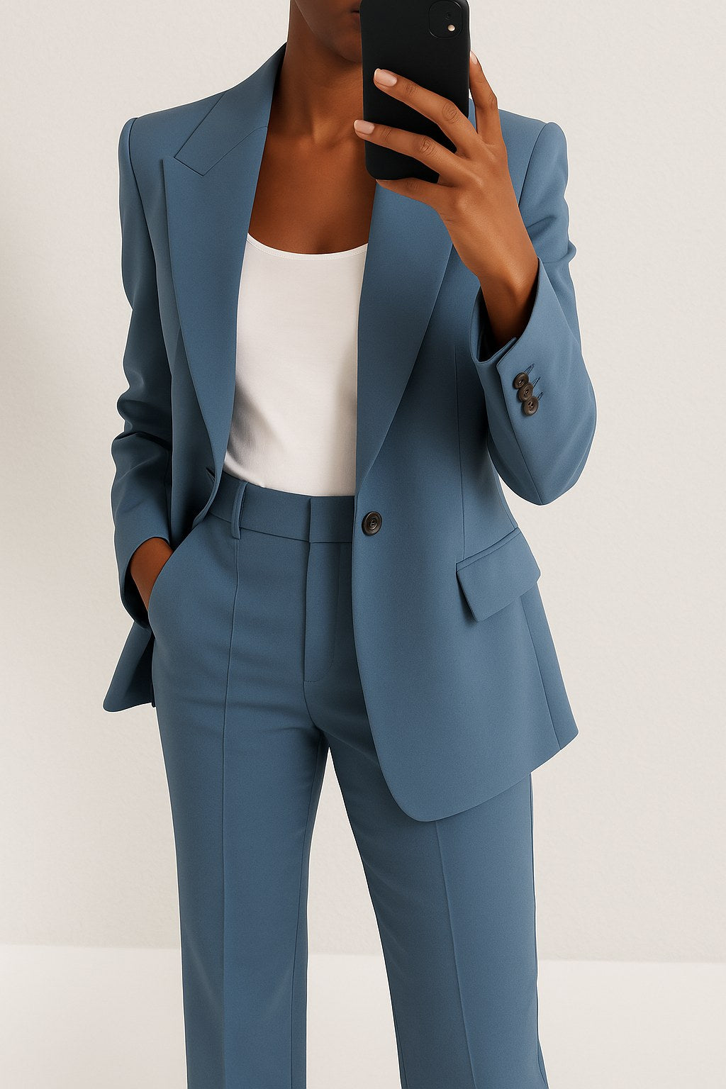 Savannah | Women's Tailored Two-Piece Suit Set - Blue