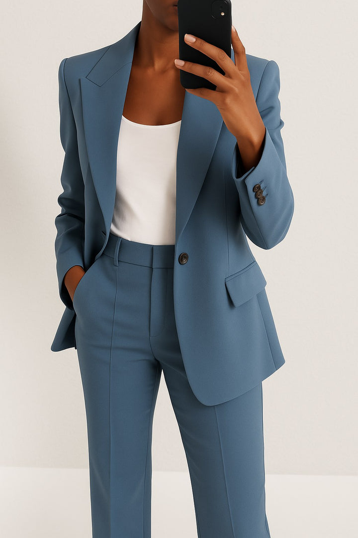 Savannah | Women's Tailored Two-Piece Suit Set - Blue