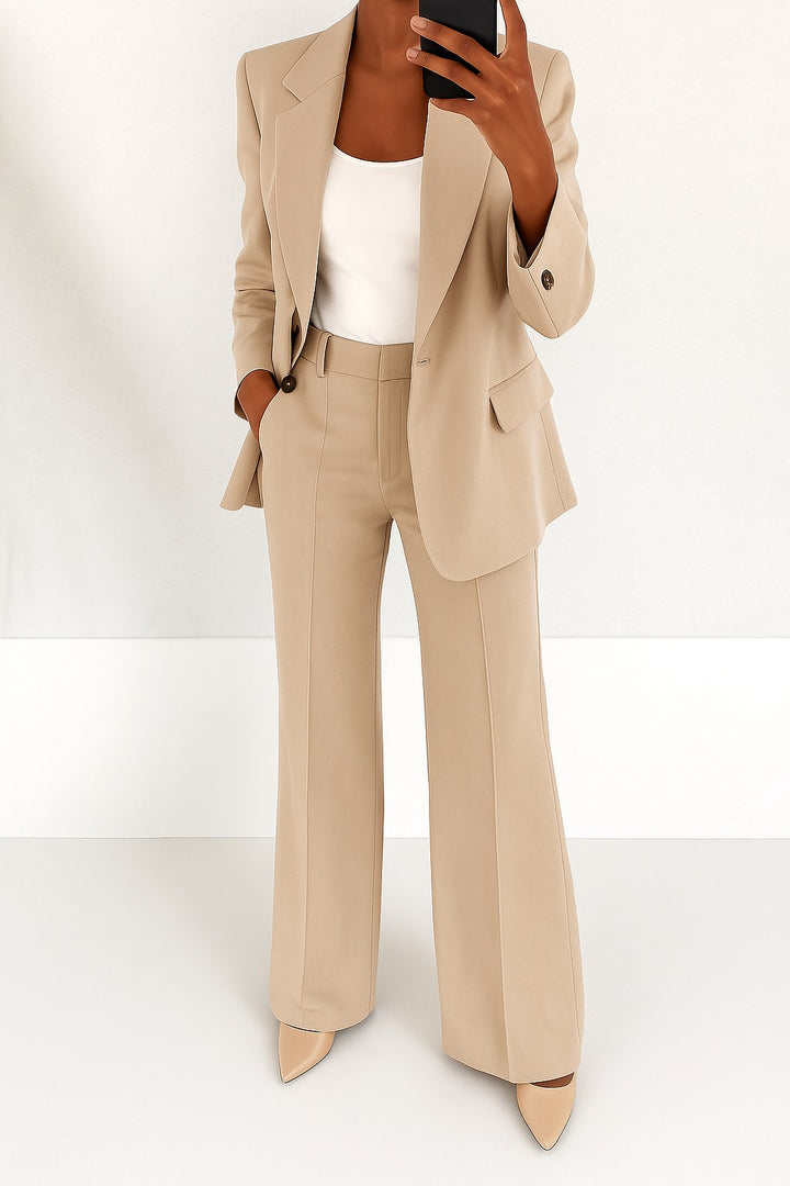 Savannah | Women's Tailored Two-Piece Suit Set - Brown