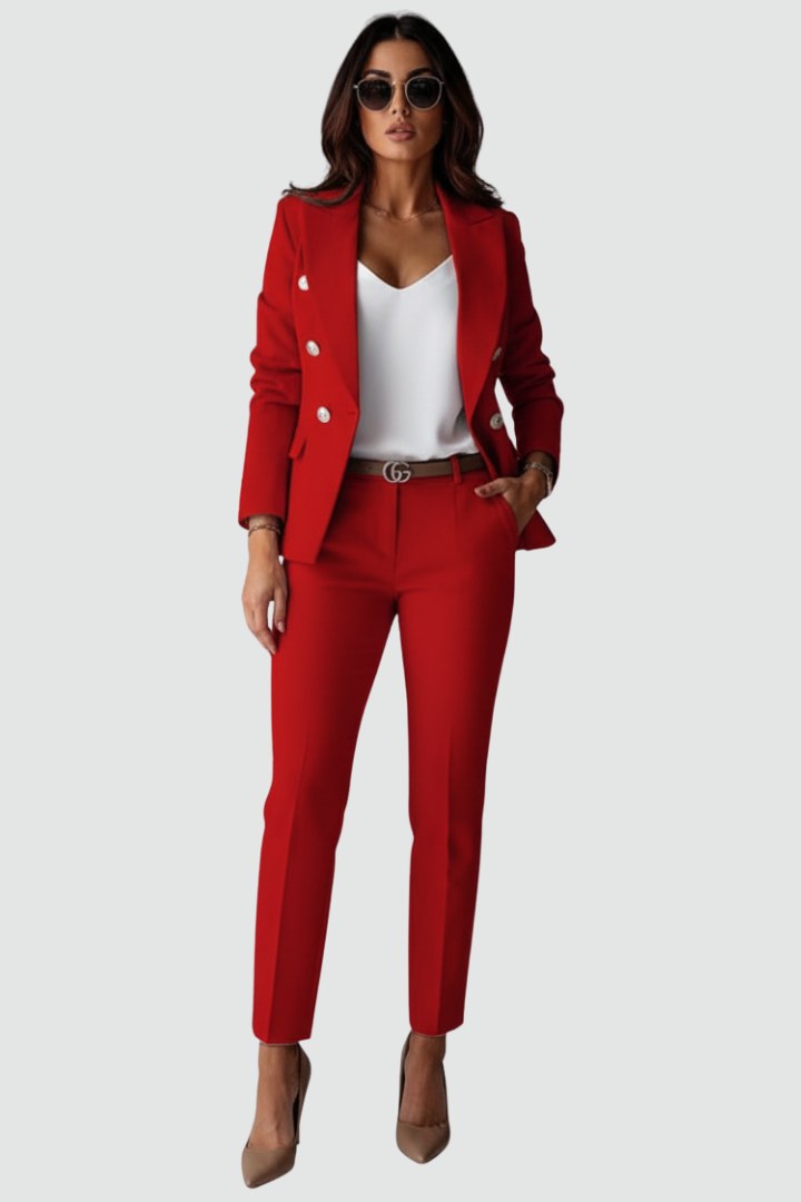 Savannah | Women's Tailored Two-Piece Suit Set - Navy Blue
