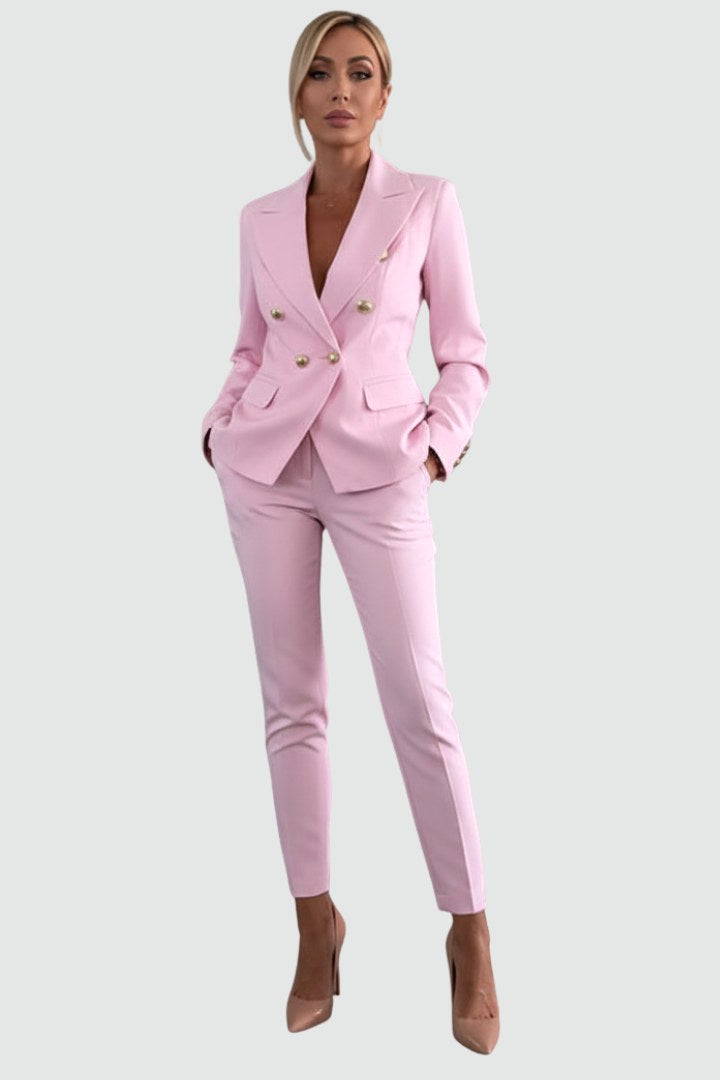 Savannah | Women's Tailored Two-Piece Suit Set - Light Blue