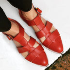 Savannah | Women's Woven Flat Sandals, Comfortable Summer Footwear for Holidays and Everyday Wear, Comfortable Summer Footwear for Holidays and Everyday Wear - Red
